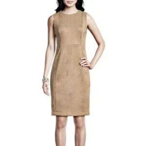 Calvin Klein Sleeveless Faux Suede Sheath Dress Tan Size 8